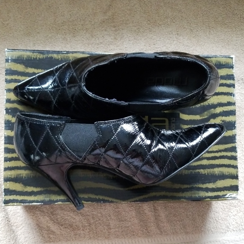 Black Quilted Paten Leather Booties